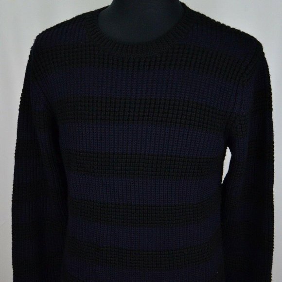 Surface to Air Black Blue Chunky Woven Ribbed Wool - Picture 1 of 5